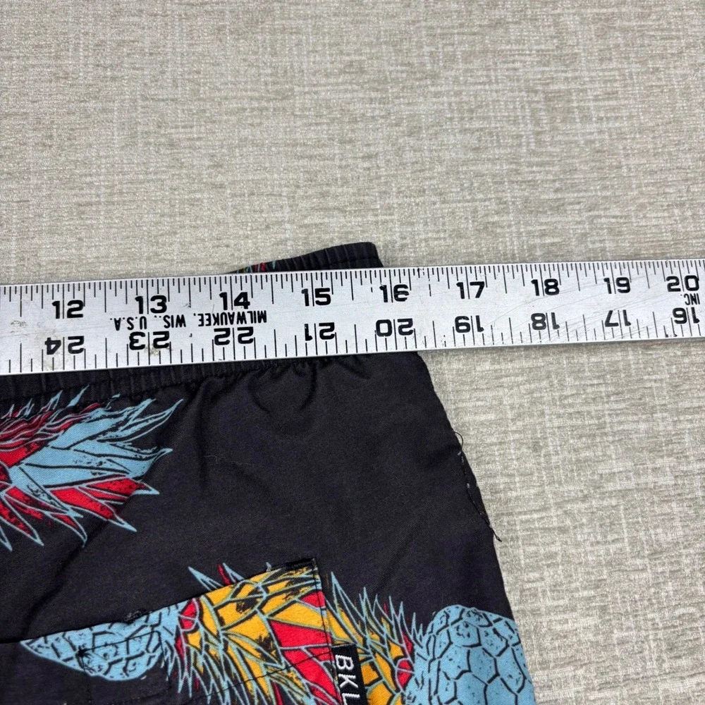 Brooklyn Cloth Mens Kent Ave Volley Swim Trunks Black Pineapple Print Small